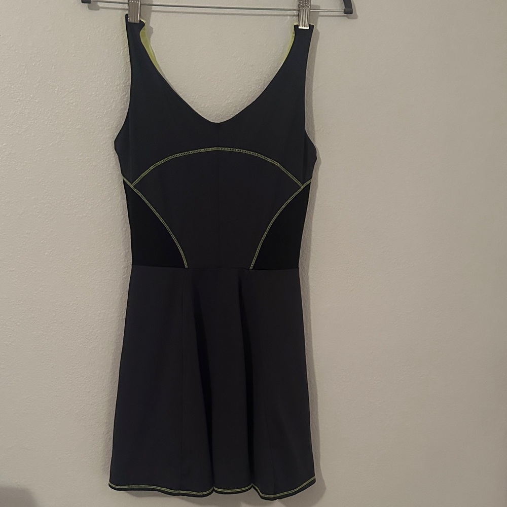 Lucky in Love Charcoal, Black and Neon Green Tennis Dress